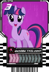 Size: 499x728 | Tagged: safe, edit, imported from derpibooru, twilight sparkle, pony, unicorn, cutie mark, kamen rider, kamen rider gotchard, ride chemy card, solo, unicorn twilight