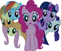 Size: 900x750 | Tagged: safe, artist:starboltpony, imported from derpibooru, applejack, fluttershy, pinkie pie, rainbow dash, rarity, twilight sparkle, earth pony, pegasus, pony, unicorn, friendship is magic, 2011, artifact, female, mane six, mare, simple background, transparent background, unicorn twilight, vector