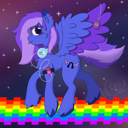 Size: 2000x2000 | Tagged: safe, artist:corecarnitine, imported from derpibooru, oc, oc:harmony skies, pegasus, blue, concave belly, padvk, raver, scene kid, slender, thin