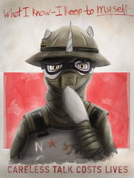 Size: 895x1188 | Tagged: safe, artist:nightshade, imported from derpibooru, oc, oc:page turner, unicorn, fallout, fallout: new vegas, goggles, helmet, horn, ncr, propaganda parody, propaganda poster, soldier, unicorn oc, video game, video game crossover