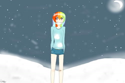 Size: 1500x1000 | Tagged: safe, artist:lumie27, imported from derpibooru, rainbow dash, human, humanized, moon, solo