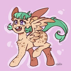 Size: 3000x3000 | Tagged: safe, artist:petaltheartist, imported from derpibooru, oc, oc:crunchie, pegasus, pony, female, filly, foal, solo