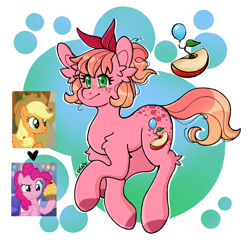 Size: 1400x1400 | Tagged: safe, artist:petaltheartist, imported from derpibooru, applejack, pinkie pie, oc, earth pony, female, magical lesbian spawn, mare, offspring, parent:applejack, parent:pinkie pie, parents:applepie