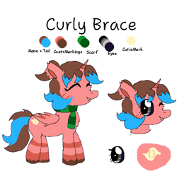 Size: 1356x1350 | Tagged: safe, artist:rosie_eclairs, artist:rosy_eclairs, imported from derpibooru, oc, oc:curlybrace, alicorn, bat pony, bat pony alicorn, changeling, bat pony oc, bat wings, black sclera, changeling oc, clothes, female, horn, mare, reference sheet, rough sketch, scarf, striped scarf, tail, wings