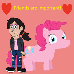 Size: 756x752 | Tagged: safe, artist:daniarts19, artist:darwinfan2000, imported from derpibooru, pinkie pie, oc, oc:daniela, earth pony, human, female, friends