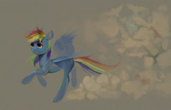 Size: 1240x805 | Tagged: safe, artist:dearmary, imported from derpibooru, rainbow dash, pegasus, pony, cloud, female, flying, mare, solo