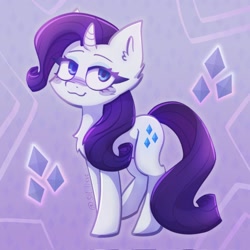 Size: 2048x2048 | Tagged: safe, artist:sil_lisss, rarity, pony, unicorn, abstract background, chest fluff, female, image, mare, smiling, solo