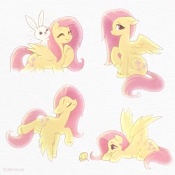 Size: 2000x2000 | Tagged: safe, artist:scheadar, imported from derpibooru, angel bunny, fluttershy, pegasus, pony, rabbit, animal, female, mare