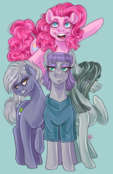 Size: 3300x5100 | Tagged: safe, artist:ashley-the-muffin, imported from derpibooru, limestone pie, marble pie, maud pie, pinkie pie, earth pony, female, pie sisters, siblings, sisters