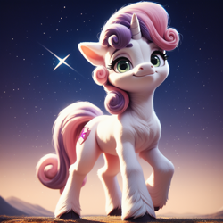 Size: 1024x1024 | Tagged: safe, imported from derpibooru, sweetie belle, pony, unicorn, ai content, ai generated, horn, prompter:ilham470, solo