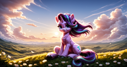 Size: 1680x896 | Tagged: safe, imported from derpibooru, starlight glimmer, pony, unicorn, ai content, ai generated, female, fluffy, horn, mare, prompter:ilham470, solo