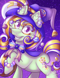 Size: 1200x1553 | Tagged: safe, artist:mychelle, imported from derpibooru, oc, oc only, pony, cape, clothes, hat, solo, witch hat