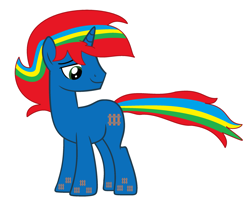 Size: 2549x2081 | Tagged: safe, artist:brightstar40k, imported from derpibooru, oc, oc only, oc:train track, pony, unicorn, horn, male, rainbow power, simple background, unicorn oc, white background