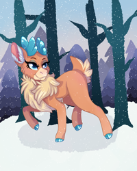 Size: 2400x3000 | Tagged: safe, artist:annuthecatgirl, imported from derpibooru, screencap, deer, reindeer, them's fightin' herds, community related, snow, snowfall, solo, velvet (tfh)