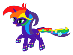 Size: 668x505 | Tagged: safe, artist:brightstar40k, imported from derpibooru, oc, oc:rainbow flower, unicorn, female, horn, rainbow power, simple background, solo, white background