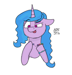 Size: 1290x1338 | Tagged: safe, artist:adamv20, imported from derpibooru, izzy moonbow, unicorn, bracelet, friendship bracelet, g5, horn, jewelry, solo, unitober 2024