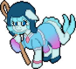 Size: 696x632 | Tagged: safe, artist:bloonacorn, imported from derpibooru, oc, oc only, oc:whaletail, merpony, digital art, dorsal fin, fin, fish tail, pixel art, simple background, solo, staff, tail, transparent background