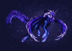 Size: 1116x796 | Tagged: safe, artist:reminati_27, imported from derpibooru, oc, oc only, alicorn, pony, alicorn oc, curved horn, flying, horn, horns, leonine tail, spread wings, tail, wings