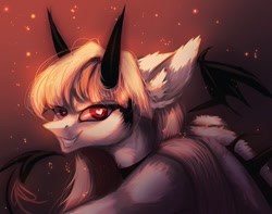 Size: 1050x827 | Tagged: safe, artist:reminati_27, imported from derpibooru, oc, oc only, demon, demon pony, original species, pony, devil tail, female, floating wings, heart, heart eyes, horns, looking at you, mare, smiling, solo, tail, wingding eyes, wings