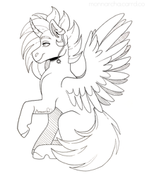 Size: 2800x3367 | Tagged: safe, artist:monnarcha, imported from derpibooru, oc, alicorn, female, mare, monochrome, simple background, solo, transparent background