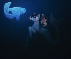 Size: 947x785 | Tagged: safe, artist:reminati_27, imported from derpibooru, oc, oc only, fish, merpony, pony, female, glowing, mare, swimming, underwater, water