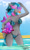 Size: 1024x1699 | Tagged: safe, artist:rubykila, imported from derpibooru, oc, anthro, earth pony, 2019, beach, bikini, clothes, earth pony oc, ethereal mane, female, looking at something, outdoors, plushie, signature, solo, starry mane, swimsuit