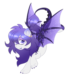 Size: 4741x5059 | Tagged: safe, artist:crazysketch101, imported from derpibooru, pony, bat wings, dragon tail, ear piercing, earring, jewelry, nail polish, piercing, scales, simple background, solo, tail, transparent background, transparent wings, wings