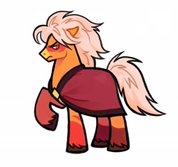 Size: 2048x1925 | Tagged: safe, imported from derpibooru, earth pony, pony, clothes, eyebrows, female, frown, jasper (steven universe), looking to the right, mare, ponified, raised hoof, side view, simple background, solo, standing, steven universe, stripes, unshorn fetlocks, white background