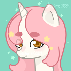 Size: 4000x4000 | Tagged: safe, artist:desire0884, imported from derpibooru, oc, oc only, oc:desire berry, pony, unicorn, blushing, brown eyes, cute, female, horn, light skin, looking at you, pink hair, pink mane, pinkhair, simple, solo, solo female, stars, unicorn oc