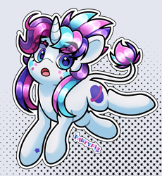 Size: 2173x2364 | Tagged: safe, artist:partypievt, imported from derpibooru, oc, oc only, oc:party pie, classical unicorn, pony, unicorn, cloven hooves, eye clipping through hair, eyebrows, eyebrows visible through hair, facial markings, fringe, horn, jumping, leaping, leonine tail, open mouth, ponytail, simple background, solo, tail, unshorn fetlocks