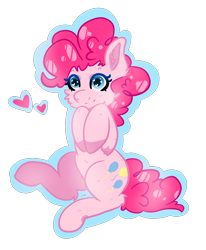 Size: 1090x1320 | Tagged: safe, artist:bytemyfur, imported from derpibooru, pinkie pie, earth pony, pony, cheek fluff, heart, heart eyes, outline, simple background, solo, transparent background, wingding eyes