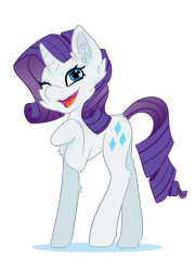 Size: 2000x2777 | Tagged: safe, artist:bytemyfur, imported from derpibooru, rarity, pony, unicorn, ;d, cheek fluff, ear fluff, heart ears, horn, one eye closed, open mouth, open smile, simple background, smiling, solo, transparent background, wink