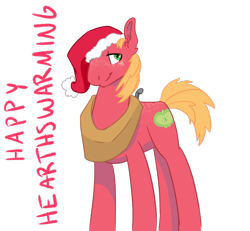 Size: 2549x2353 | Tagged: safe, artist:bytemyfur, imported from derpibooru, part of a set, big macintosh, earth pony, pony, christmas, happy hearth's warming, hat, holiday, male, santa hat, simple background, solo, stallion, transparent background