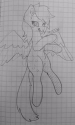 Size: 1894x3167 | Tagged: safe, artist:bytemyfur, imported from derpibooru, derpy hooves, pegasus, pony, graph paper, monochrome, sketch, solo