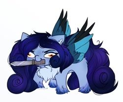 Size: 1248x1032 | Tagged: safe, artist:2pandita, oc, oc only, oc:tundra, pony, chibi, female, knife, mare