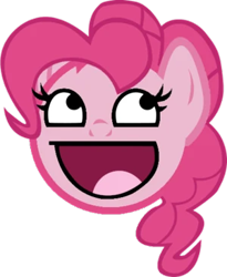 Size: 300x365 | Tagged: safe, imported from derpibooru, pinkie pie, epic face, simple background, solo, transparent background