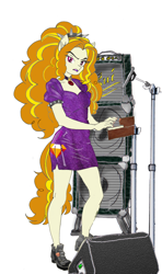 Size: 1160x1965 | Tagged: safe, alternate version, artist:ciaran, derpibooru exclusive, imported from derpibooru, part of a set, adagio dazzle, anthro, pony, equestria girls, amplifier, boots, cable, clothes, disguise, disguised, disguised siren, dress, electric piano, female, gem, indoors, ipad, jewelry, musical instrument, my little pony equestria girls: rainbow rocks, necklace, playing instrument, ponified, pony ears, ponytail, rainbow rocks 10th anniversary, shoes, simple background, siren gem, speaker, white background