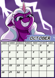 Size: 1654x2339 | Tagged: safe, artist:rutkotka, imported from derpibooru, opaline arcana, alicorn, pony, calendar, female, g5, mare, october, solo