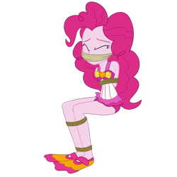 Size: 2000x2000 | Tagged: safe, artist:nie-martw-sie-o-mnie, imported from derpibooru, pinkie pie, human, equestria girls, bondage, bound and gagged, cloth gag, clothes, equestria girls specials, eyes closed, female, femsub, flippers (gear), gag, my little pony equestria girls: forgotten friendship, one-piece swimsuit, pinkie pie swimsuit, pinkiesub, rope, rope bondage, simple background, sitting, solo, submissive, swimsuit, transparent background