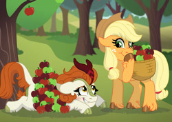 Size: 1061x753 | Tagged: safe, artist:liv-and-b-merry, imported from derpibooru, applejack, autumn blaze, earth pony, pony