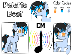 Size: 1421x1080 | Tagged: safe, artist:wojtek-ツ, derpibooru exclusive, imported from derpibooru, oc, oc only, oc:palette beat, unicorn, cute, cutie mark, duckface, floppy ears, highlights, horn, looking at you, male, open mouth, png, raised hoof, reference sheet, simple background, smiling, smiling at you, stallion, transparent background