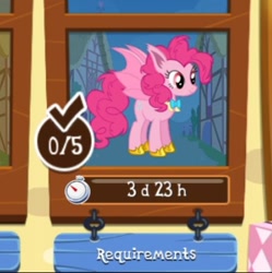 Size: 442x444 | Tagged: safe, idw, imported from derpibooru, pinkie pie, bat pony, bat ponified, bowtie, female, gameloft, idw showified, mare, my little pony: magic princess, pinkiebat, race swap, species swap