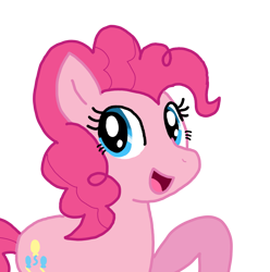 Size: 2383x2403 | Tagged: safe, artist:pugleg2004, imported from derpibooru, pinkie pie, earth pony, pony, female, open mouth, open smile, simple background, smiling, solo, transparent background