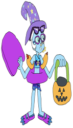 Size: 1941x3405 | Tagged: safe, artist:christian soto, imported from derpibooru, trixie, equestria girls, bikini, clothes, equestria girls specials, female, flippers, goggles, halloween, hat, holiday, inner tube, kickboard, my little pony equestria girls: better together, my little pony equestria girls: forgotten friendship, noseclip, pool toy, pumpkin bucket, sarong, simple background, solo, sunglasses, sunscreen, swimsuit, towel, transparent background, trick or treat, water wings