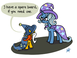 Size: 2800x2100 | Tagged: safe, imported from derpibooru, trixie, pony, unicorn, clothes, costume, duo, horn, star swirl the bearded costume