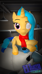 Size: 1080x1920 | Tagged: safe, artist:bluey tew58, oc, oc only, oc:flight check, pony, art pack:pin-up paradise 2022, 3d, female, heterochromia, lying down, mare, solo