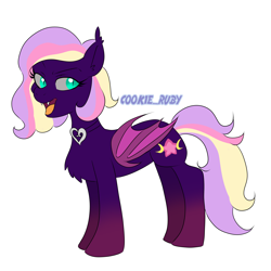 Size: 2900x2900 | Tagged: safe, artist:cookie-ruby, imported from derpibooru, oc, oc only, oc:starfall nightwing, bat pony, bat pony oc, bat wings, simple background, solo, white background, wings