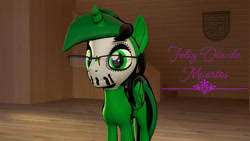 Size: 1920x1080 | Tagged: safe, artist:fernando-fontes-64, imported from derpibooru, oc, oc only, oc:fernando jesús, alicorn, pony, 3d, celebration, dia de los muertos, glasses, jpg, looking at you, makeup, male, male alicorn oc, mexican, skull make up, solo, source filmmaker, spanish