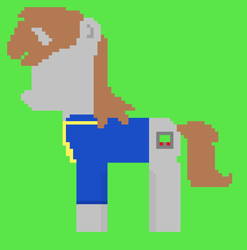 Size: 517x524 | Tagged: safe, artist:ports2005, imported from derpibooru, oc, oc only, oc:littlepip, unicorn, fallout equestria, clothes, cutie mark, digital art, female, horn, jumpsuit, mare, pixel art, solo, vault suit