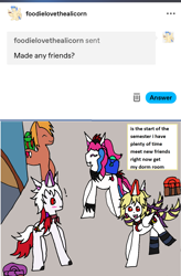 Size: 1179x1794 | Tagged: safe, artist:ask-luciavampire, imported from derpibooru, oc, earth pony, pony, undead, unicorn, vampire, vampony, academy, ask, horn, tumblr